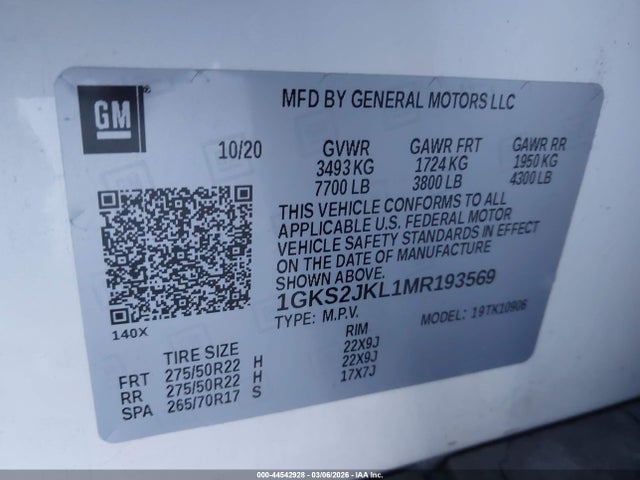 2021 GMC YUKON XL 1GKS2JKL1MR193569 Photo 8