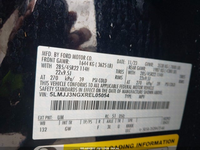 44542937 :رقم المزاد ، 5LMJJ3NGXREL05054 vin ، 2024 Lincoln Navigator Premiere L مزاد بيع
