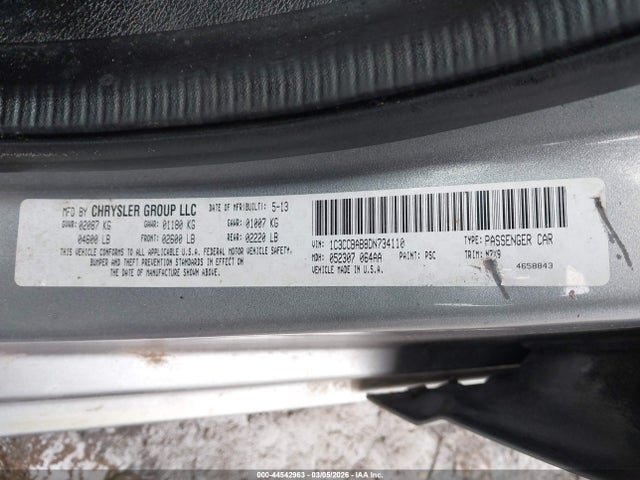 2013 Chrysler 200 Lx მანქანა იყიდება აუქციონზე, vin: 1C3CCBAB8DN734110, აუქციონის ნომერი: 44542963