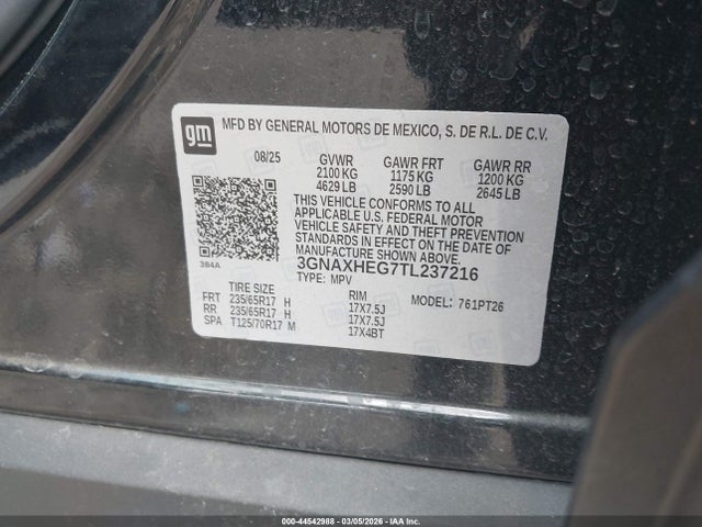 Продаж на аукціоні авто 2026 Chevrolet Equinox Fwd Lt, vin: 3GNAXHEG7TL237216, номер лоту: 44542988