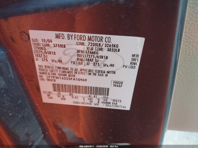 2005 FORD F-150 1FTPW14535FA10969 Photo 8