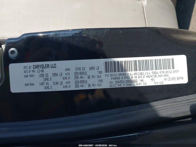 44543067 :رقم المزاد ، 2A8HR54199R609866 vin ، 2009 Chrysler Town & Country Touring مزاد بيع
