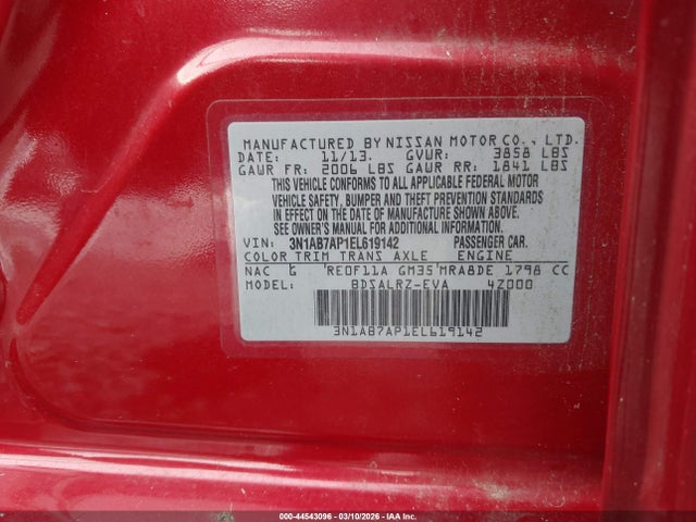 Nissan SENTRA SR 2014 3N1AB7AP1EL619142 Image 9