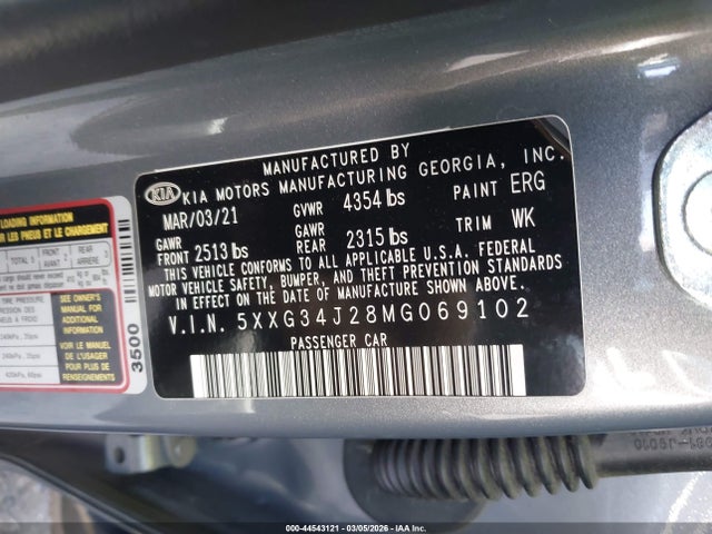 5XXG34J28MG069102 KIA K5 EX
