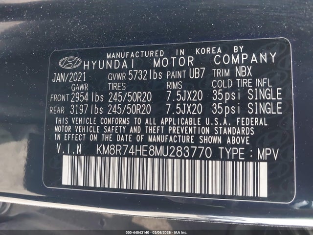 Hyundai Palisade Calligraphy 2021 KM8R74HE8MU283770 Image 9