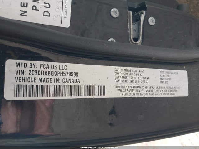 Aukcja sprzedaży 2023 Dodge Charger Sxt, vin: 2C3CDXBG9PH579598, numer aukcji: 44543230