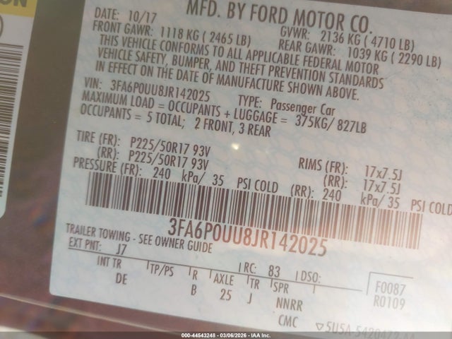 Продаж на аукціоні авто 2018 Ford Fusion Hybrid S, vin: 3FA6P0UU8JR142025, номер лоту: 44543248