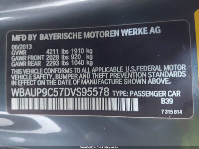Aukcja sprzedaży 2013 Bmw 128i, vin: WBAUP9C57DVS95578, numer aukcji: 44543270