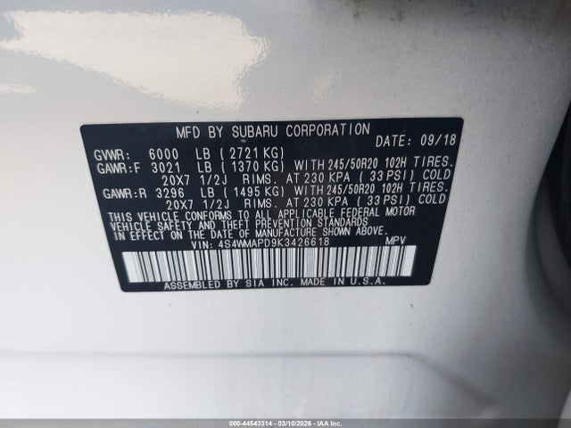 2019 SUBARU ASCENT 4S4WMAPD9K3426618 Photo 8