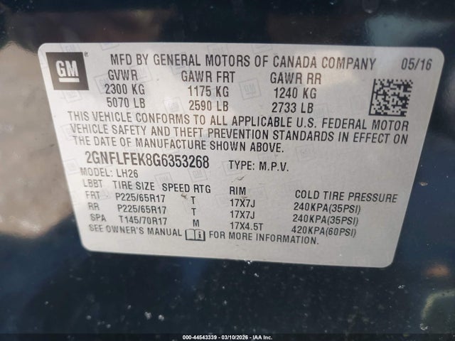 Chevrolet EQUINOX LT 2016 2GNFLFEK8G6353268 Image 9