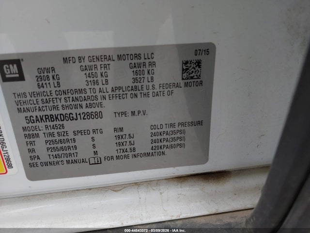 Aukcja sprzedaży 2016 Buick Enclave Leather, vin: 5GAKRBKD6GJ128680, numer aukcji: 44543372