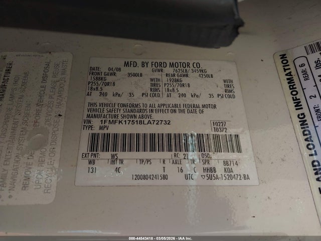 2008 FORD EXPEDITION EL 1FMFK17518LA72732 Photo 8