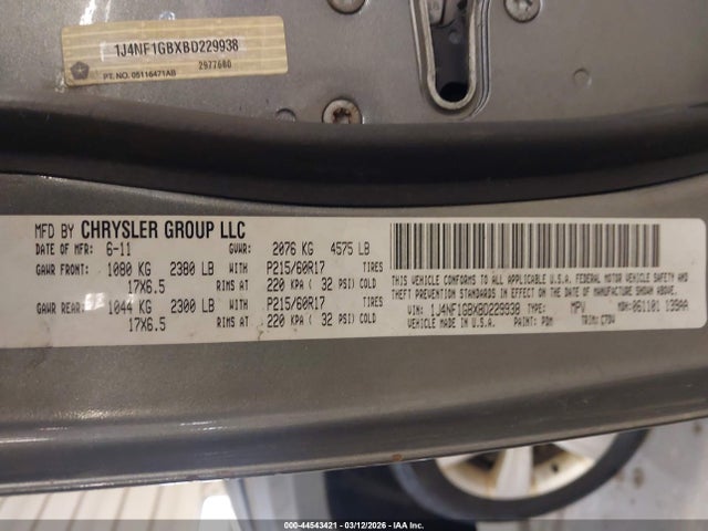 Aukcja sprzedaży 2011 Jeep Patriot Sport, vin: 1J4NF1GBXBD229938, numer aukcji: 44543421