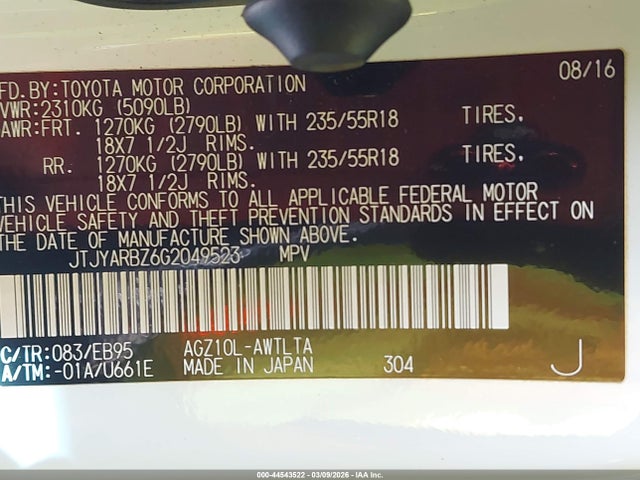 JTJYARBZ6G2049523 Lexus Nx 200t F Sport