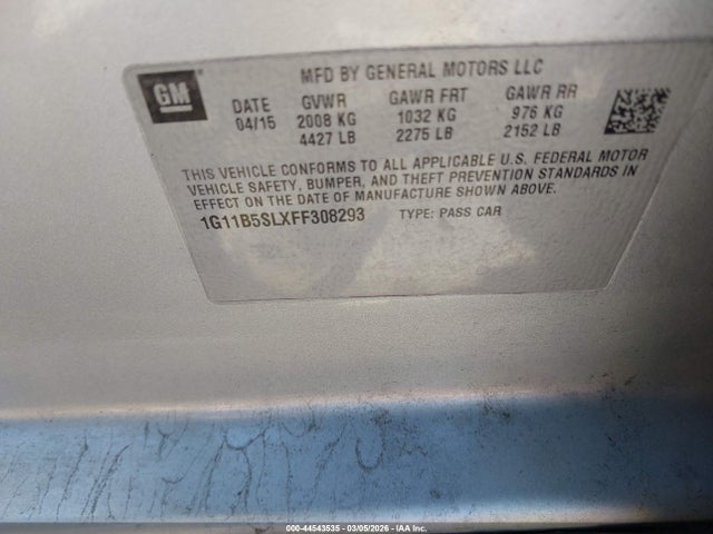 Chevrolet MALIBU LS 2015 1G11B5SLXFF308293 Image 9