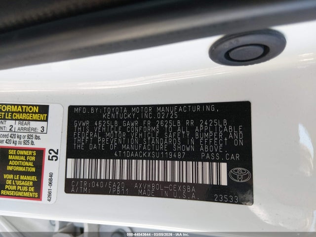 4T1DAACKXSU119487 Toyota CAMRY SE
