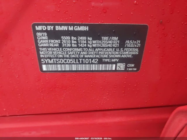 2020 BMW X3 M 5YMTS0C05LLT10142 Photo 8