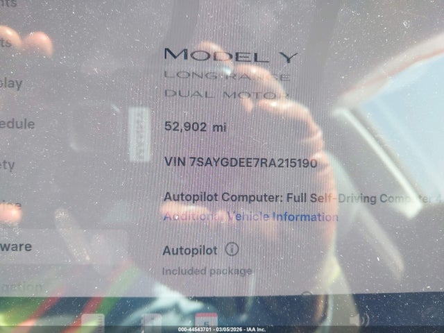 44543701 :رقم المزاد ، 7SAYGDEE7RA215190 vin ، 2024 Tesla Model Y Long Range Dual Motor All-wheel Drive مزاد بيع