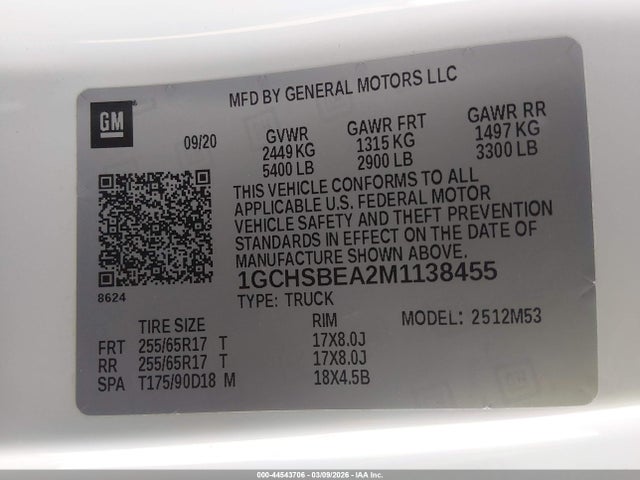 1GCHSBEA2M1138455 Chevrolet Colorado 2wd Long Box Wt