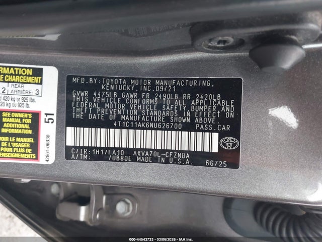 Toyota CAMRY LE 2022 4T1C11AK6NU626700 Image 9