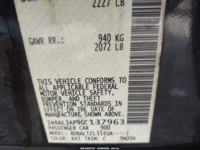 1N4AL3AP9GC137963 Nissan Altima 2.5 Sl