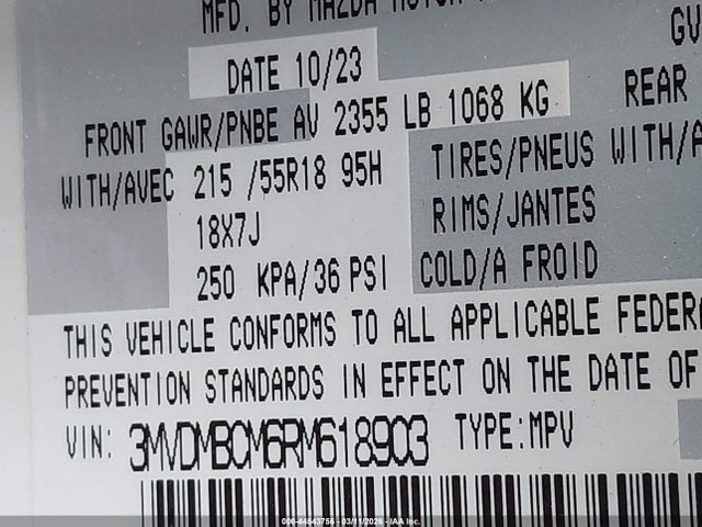 Aukcja sprzedaży 2024 Mazda Cx-30 2.5 S Preferred Package, vin: 3MVDMBCM6RM618903, numer aukcji: 44543756