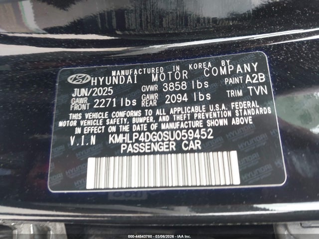 Aukcja sprzedaży 2025 Hyundai Elantra Limited, vin: KMHLP4DG0SU059452, numer aukcji: 44543780