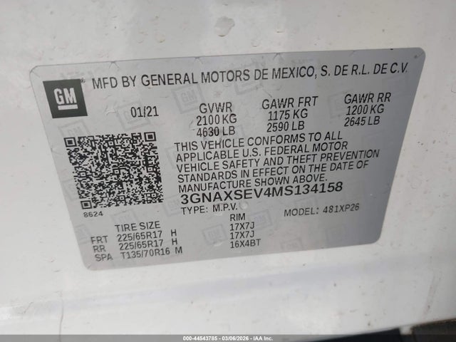 2021 CHEVROLET EQUINOX 3GNAXSEV4MS134158 Photo 8