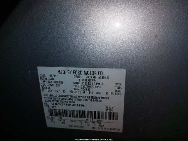 Ford Explorer Limited 2019 1FM5K8F86KGB11301 Image 9