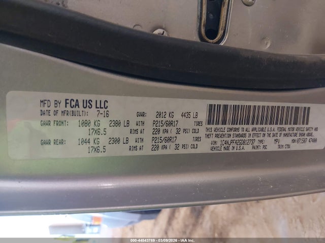 Aukcja sprzedaży 2016 Jeep Patriot Latitude, vin: 1C4NJPFA2GD812737, numer aukcji: 44543789