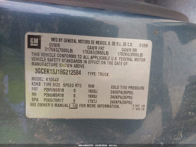 2008 CHEVROLET SILVERADO 1500 3GCEK13J18G212584 Photo 8