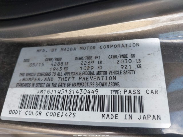 JM1GJ1W51G1430449 Mazda Mazda6 I Grand Touring