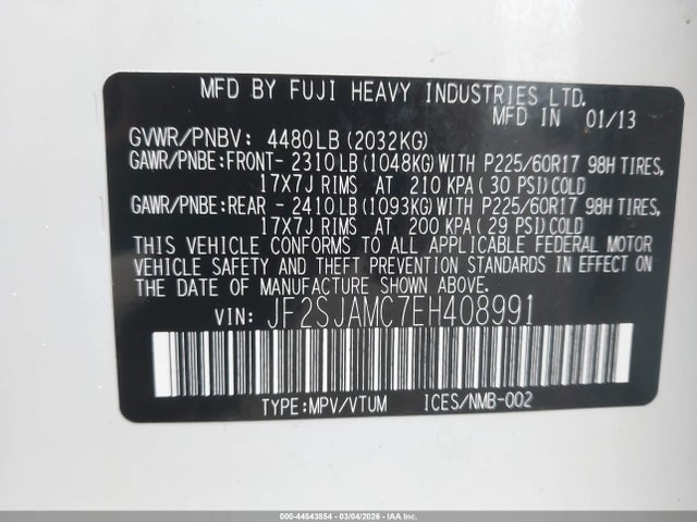 Aukcja sprzedaży 2014 Subaru Forester 2.5i Touring, vin: JF2SJAMC7EH408991, numer aukcji: 44543854