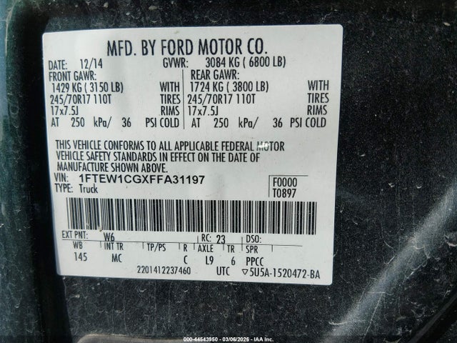 Ford F-150 Xlt 2015 1FTEW1CGXFFA31197 Image 9