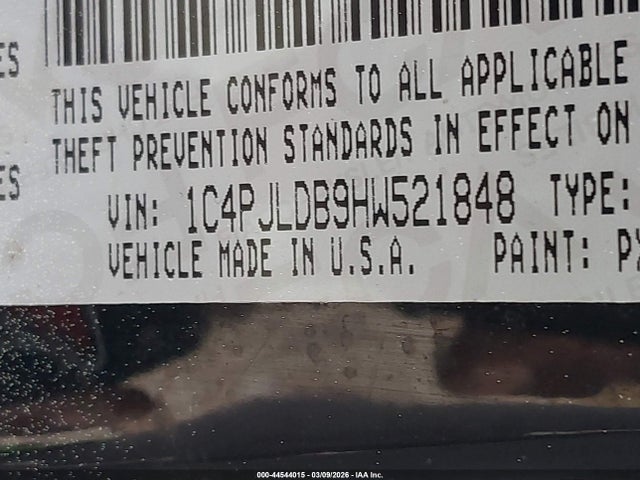 1C4PJLDB9HW521848 Jeep Cherokee Limited Fwd