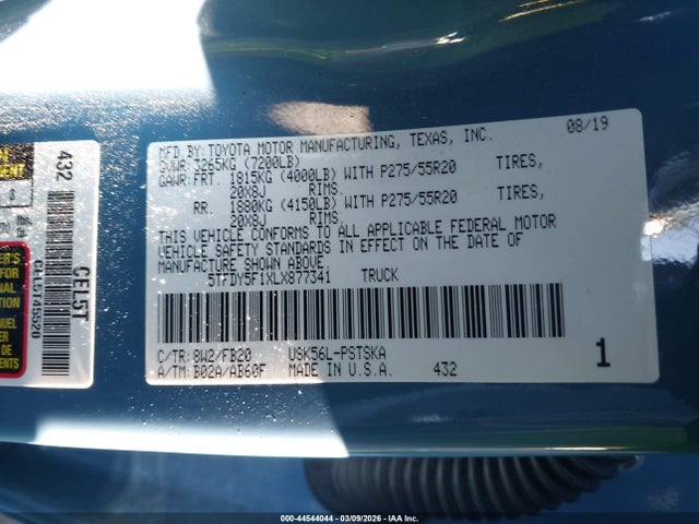 5TFDY5F1XLX877341 Toyota Tundra Sr5
