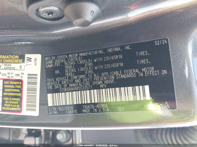 2024 TOYOTA HIGHLANDER 5TDKDRAHXRS533571 Photo 8