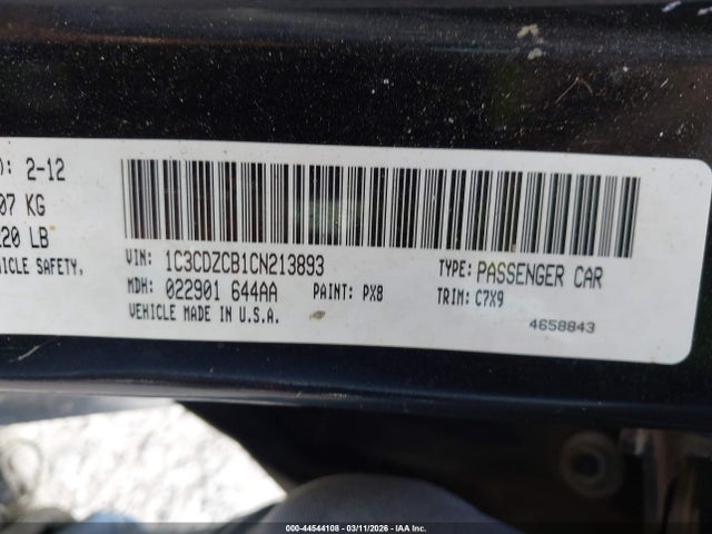 Продажа на аукционе авто 2012 Dodge Avenger Sxt, vin: 1C3CDZCB1CN213893, номер лота: 44544108