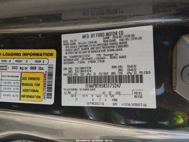 2019 FORD MUSTANG 1FA6P8TH5K5175247 Photo 8