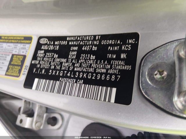 5XXGT4L39KG296687 KIA Optima Lx
