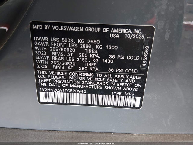 Volkswagen Atlas Se With Technology 2026 1V2HN2CA1TC520942 Image 9