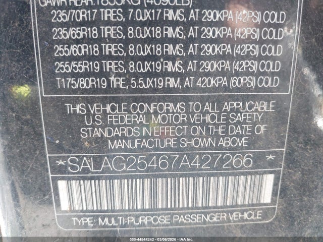 2007 LAND ROVER LR3 SALAG25467A427266 Photo 8