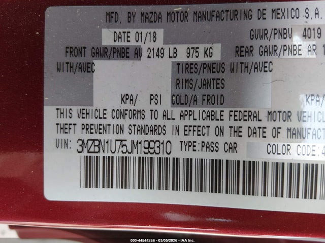 2018 MAZDA MAZDA3 3MZBN1U75JM199310 Photo 8