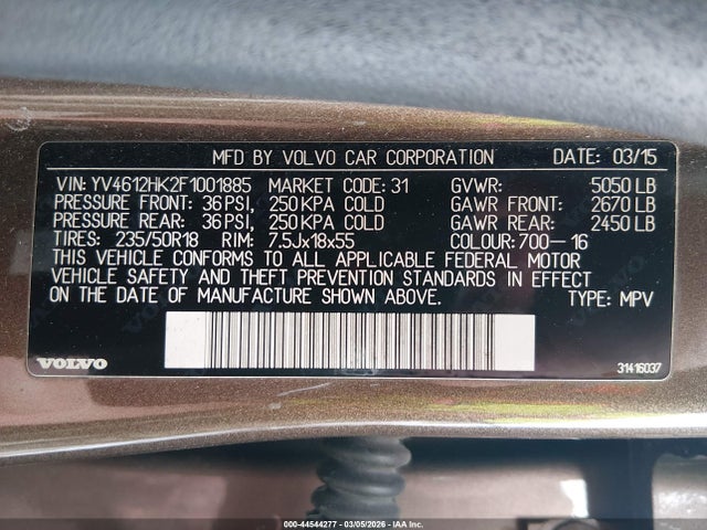 2015 VOLVO V60 CROSS COUNTRY YV4612HK2F1001885 Photo 8