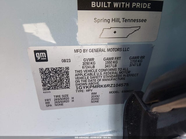 44544292 :رقم المزاد ، 1GYKPMRK6RZ104575 vin ، 2024 Cadillac Lyriq Tech W/1sa مزاد بيع