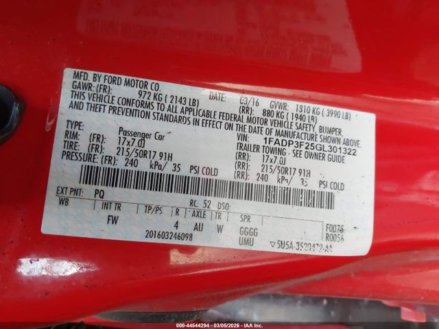 Продаж на аукціоні авто 2016 Ford Focus Se, vin: 1FADP3F25GL301322, номер лоту: 44544294