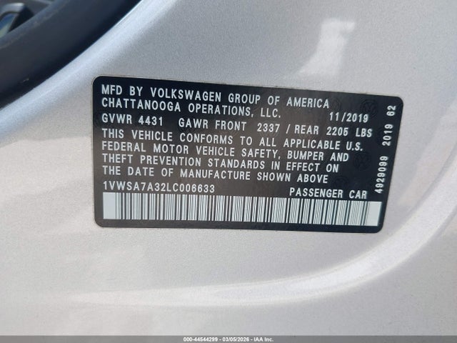 2020 VOLKSWAGEN PASSAT 1VWSA7A32LC006633 Photo 8