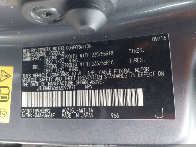 Aukcja sprzedaży 2017 Lexus Nx 200t F Sport, vin: JTJBARBZ6H2097871, numer aukcji: 44544314