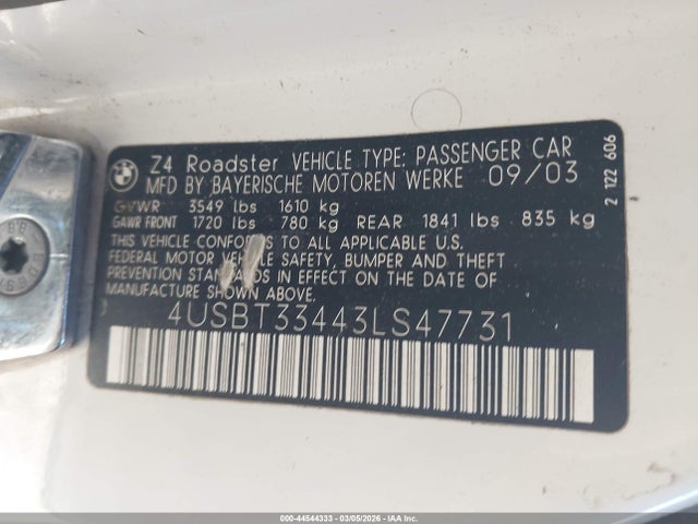 2003 BMW Z4 4USBT33443LS47731 Photo 8