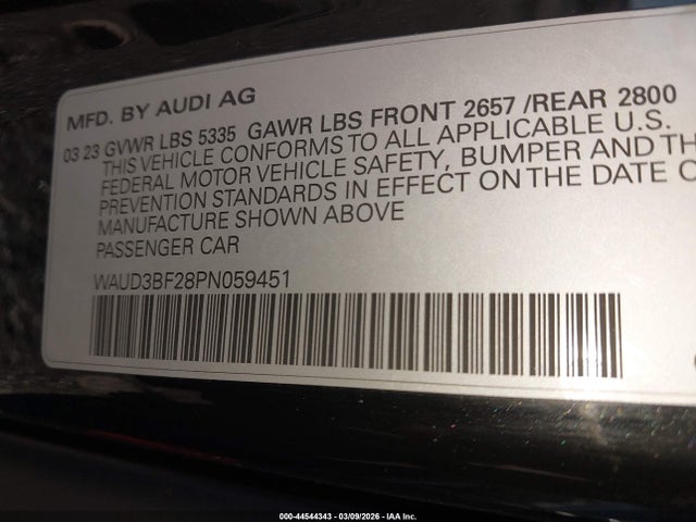 Aukcja sprzedaży 2023 Audi A6 Premium 45 Tfsi Quattro S Tronic, vin: WAUD3BF28PN059451, numer aukcji: 44544343